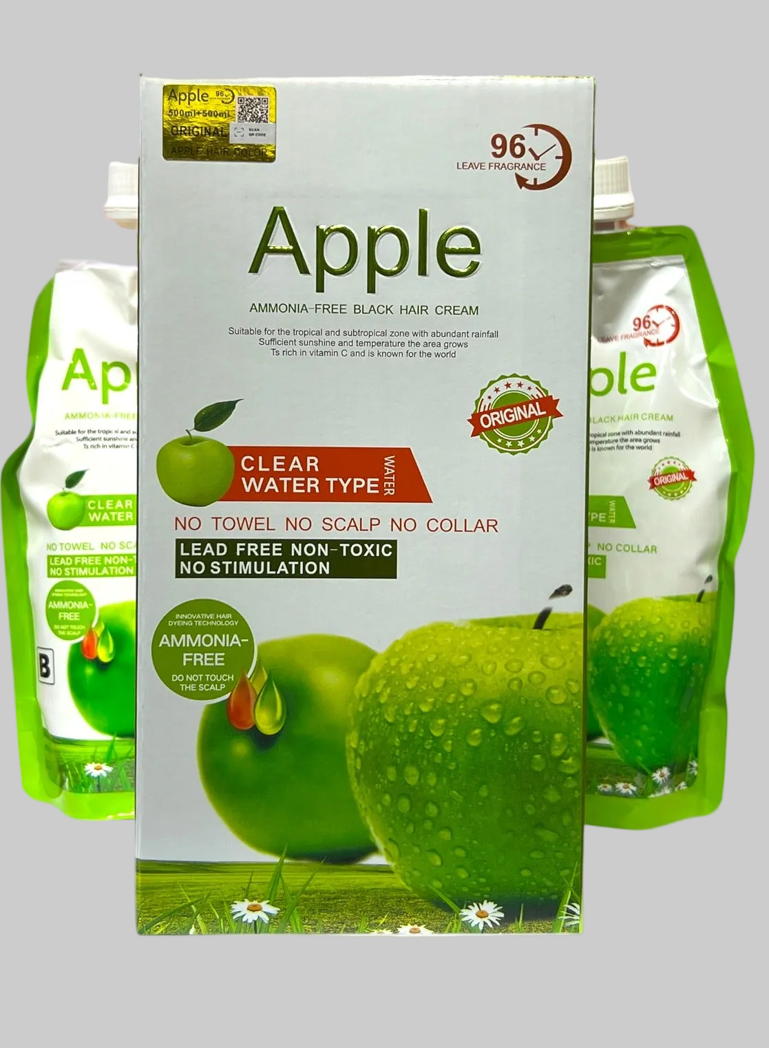 Apple Ammonia-Free Black Hair Cream 1000ML Fast-Coloring, Gentle Hair Dye Solution