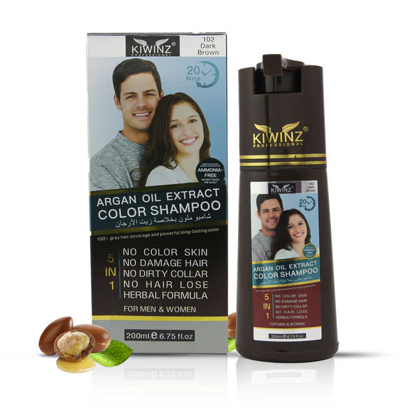 Kiwinz Hair Color Shampoo | 200ml Argan Oil Extract | For Men & Women | 5 In 1