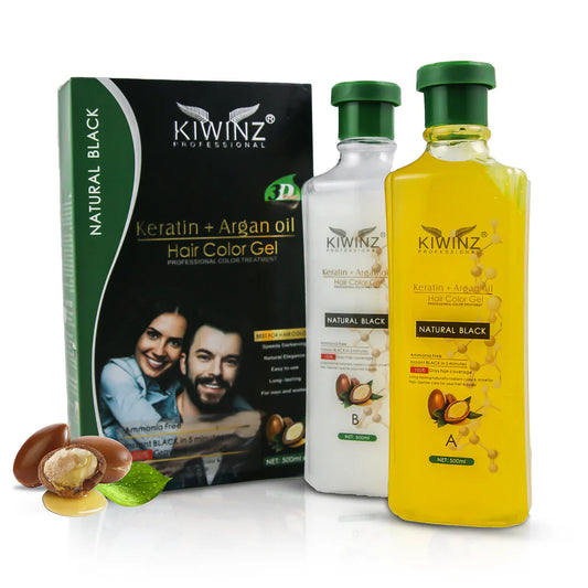 Kiwinz Hair Color Shampoo | Jambo Pack 1000 ML | Keratin and Argan Oil Extract | For Men & Women | 5 In 1