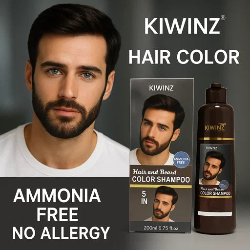 Kiwinz Hair Color Shampoo | 200ml Argan Oil Extract | For Men & Women | 5 In 1