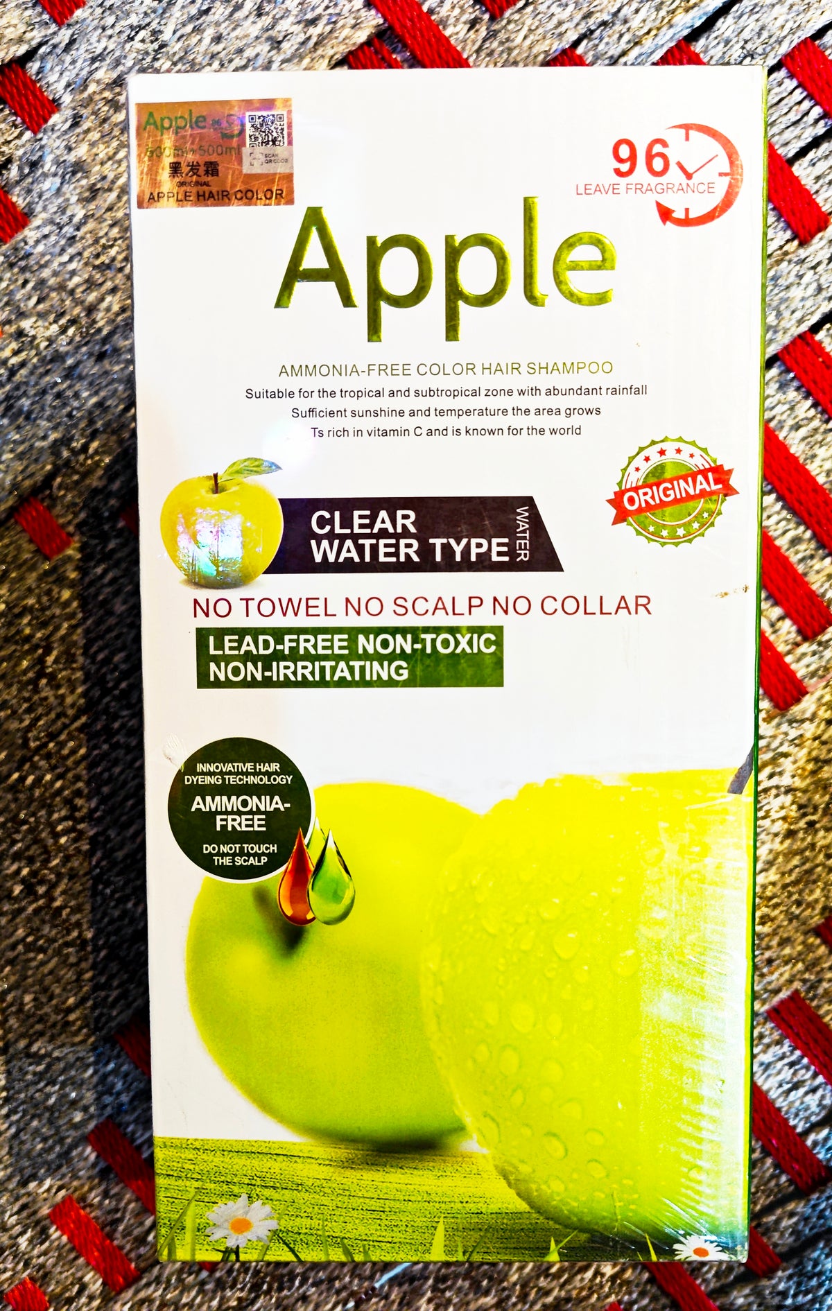 Apple Ammonia-Free Black Hair Cream 1000ML Fast-Coloring, Gentle Hair Dye Solution