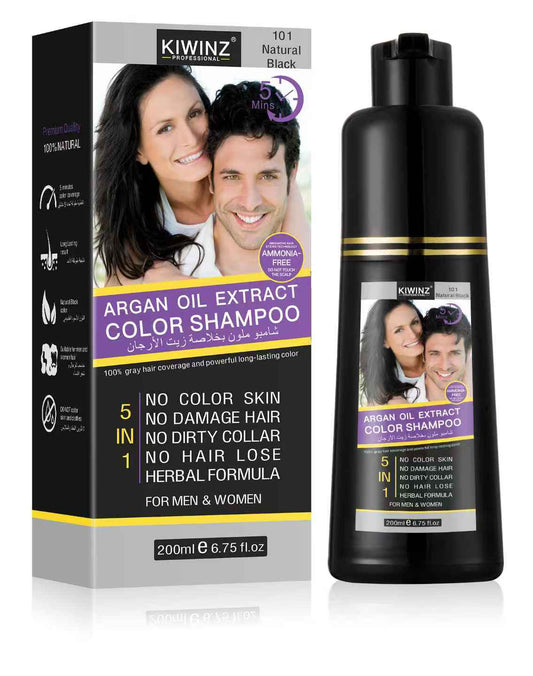 Kiwinz Hair Color Shampoo | Keratin and Argan Oil Extract | For Men & Women | 5 In 1